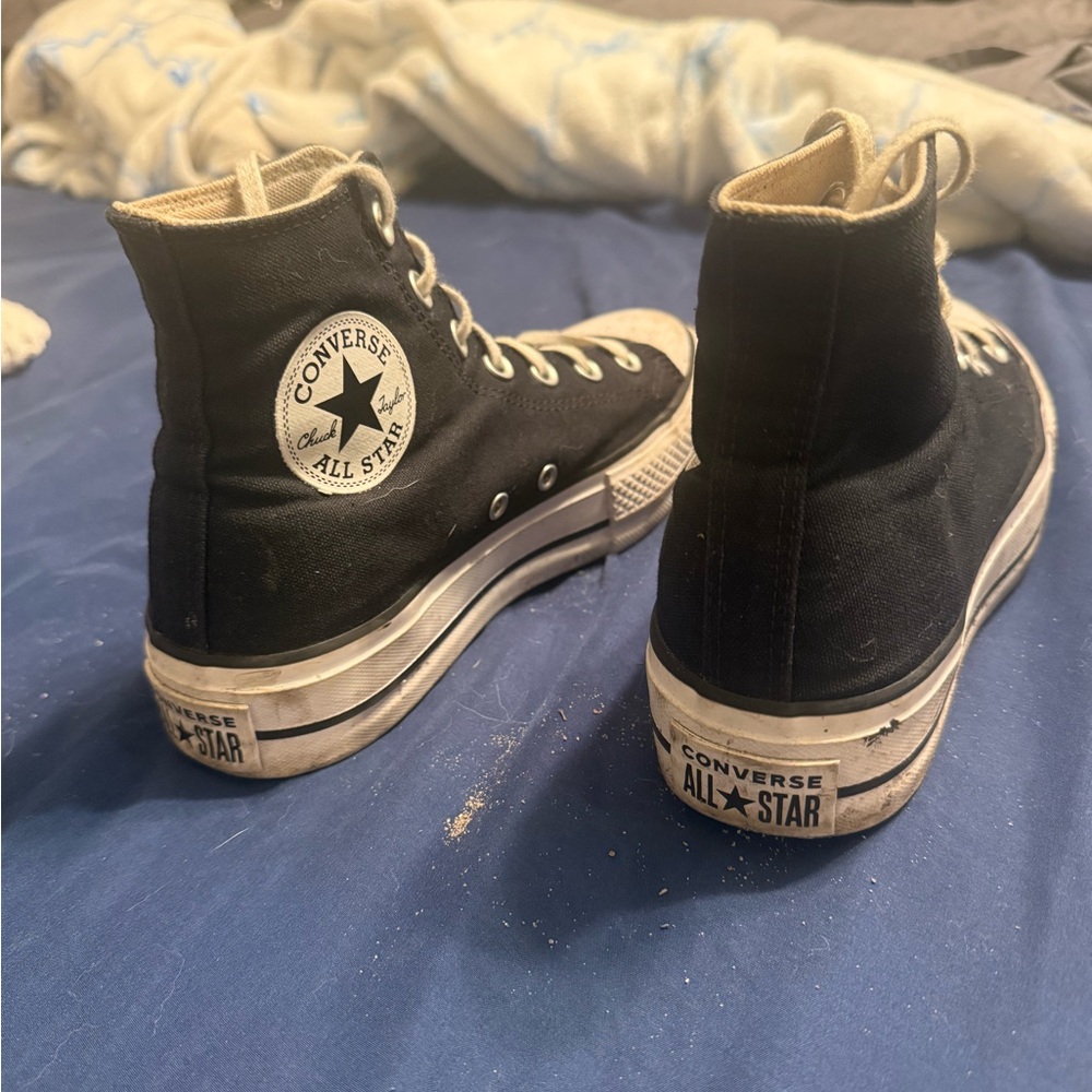 Converse Black High-Top Sneakers with White Accents size 7/7.5